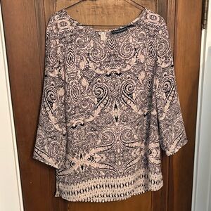 Cynthia Rowley Black and Cream Paisley Blouse